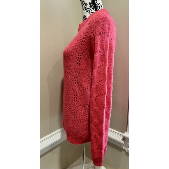 Gap Sweater Womens Small Pointelle Scallop Trim Pink Coquette Heritage - Picture 4 of 12